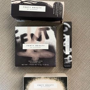 Fenty Lot - blotting paper, highlight, shimmer skinstick, and lipstick